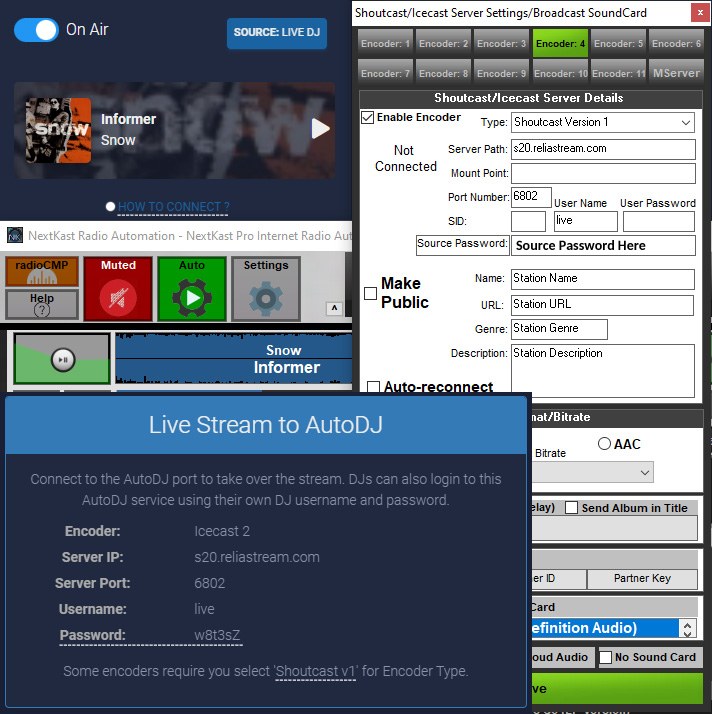 IceCast Direct Connection Using ShoutsCast DSP